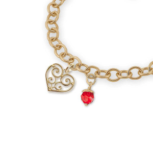JHBreakell 14K Gold Birthstone Bling July-Ruby Charm