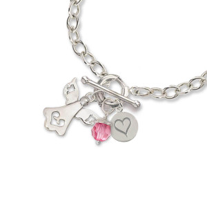 Sterling Silver Birthstone Bling October Rose Charm