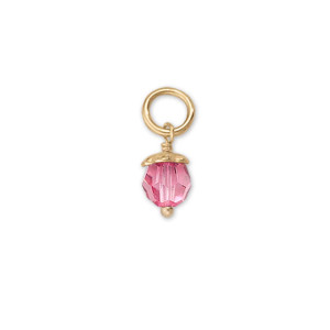 JHBreakell 14K Gold Birthstone Bling October-Rose Charm
