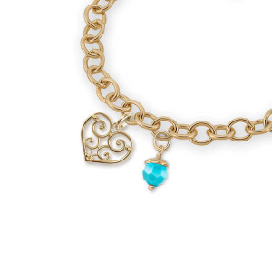 JHBreakell 14K Gold Birthstone Bling December-Turquoise Charm