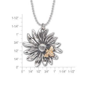 JHBreakell Sterling Silver and 14k Gold Bee and Daisy Pendant
