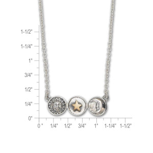 JHBreakell Sterling Silver and 14k Gold Sun, Moon and Stars Necklace