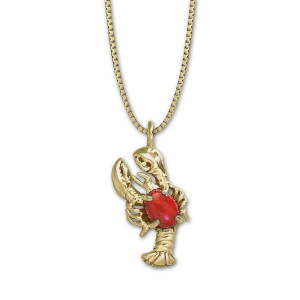 JHBreakell 14k Gold Lobster Coral Pendant
