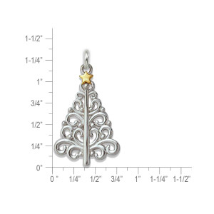 Sterling Silver & 14k Gold Filigree Christmas Tree Pendant