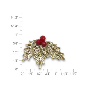 JHBreakell 14k Gold Holly Pin with Genuine Coral