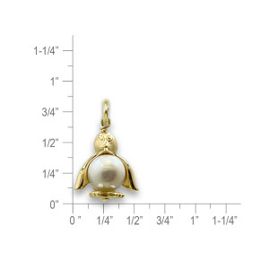 14k Gold Penguin Pendant/Charm with Genuine Pearl
