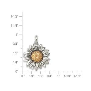 JHBreakell Sterling Silver and 14k Gold Sunflower Pendant