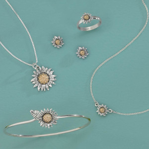 Sterling Silver & 14k Gold Sunflower Earrings