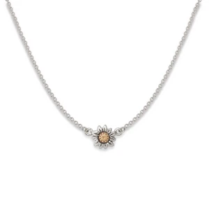 JHBreakell Sterling Silver and 14k Gold Petite Sunflower Necklace