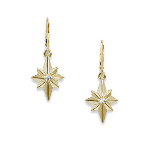 JHBreakell 14k Gold Genuine Diamond North Star Earrings
