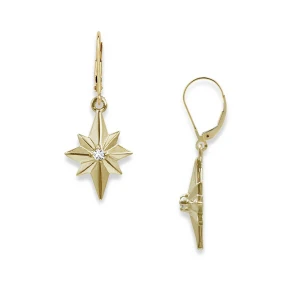 JHBreakell 14k Gold Genuine Diamond North Star Earrings