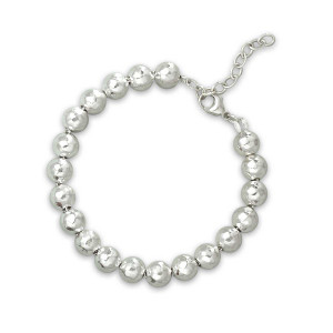 Sterling Silver Hammered Bead Bracelet