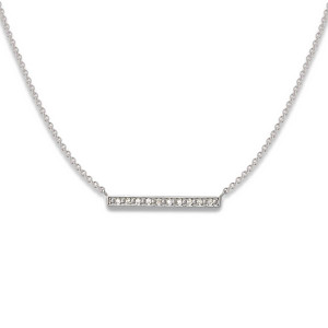 Sterling Silver Platinum Diamond Bar Necklace