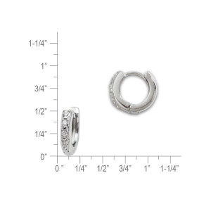 Sterling Silver Platinum Diamond Huggie Hoops