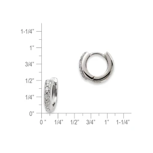 Sterling Silver Platinum Diamond Huggie Hoops