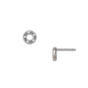 Sterling Silver Platinum Diamond Circle Earrings