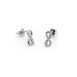 Sterling Silver Platinum Diamond Infinity Earrings