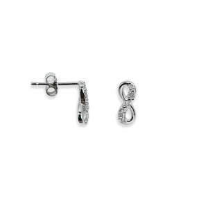 Sterling Silver Platinum Diamond Infinity Earrings
