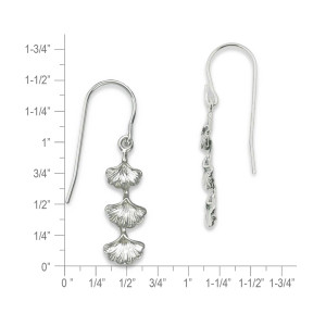 Sterling Silver Ginkgo Drop Earrings