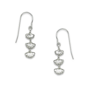 Sterling Silver Ginkgo Drop Earrings