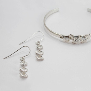 Sterling Silver Ginkgo Drop Earrings