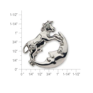 Sterling Silver Cow Over Moon Pin