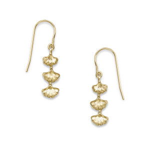 14k Gold Ginkgo Drop Earrings