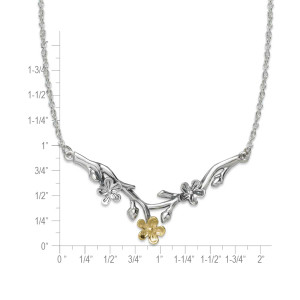 Sterling Silver & 14k Gold Cherry Blossom Necklace