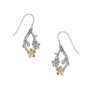Sterling Silver & 14k Gold Cherry Blossom Earrings
