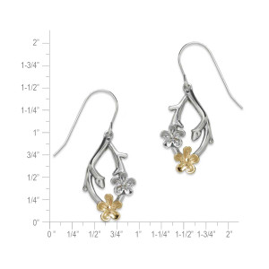Sterling Silver & 14k Gold Cherry Blossom Earrings