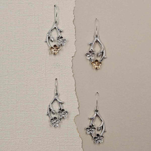 Sterling Silver & 14k Gold Cherry Blossom Earrings