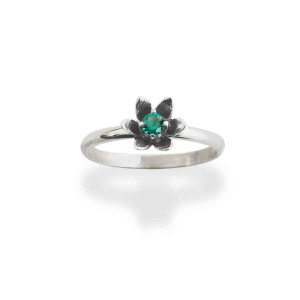 Sterling Silver Stackable Birthstone Flower Ring