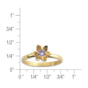 14k Gold Stackable Birthstone Flower Ring