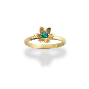 14k Gold Stackable Birthstone Flower Ring