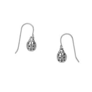 Sterling Silver Ladybug Dangle Earrings