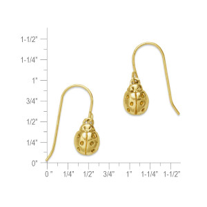14k Gold Ladybug Dangle Earrings