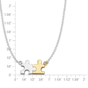Sterling Silver & 14k Gold Puzzle Piece Necklace
