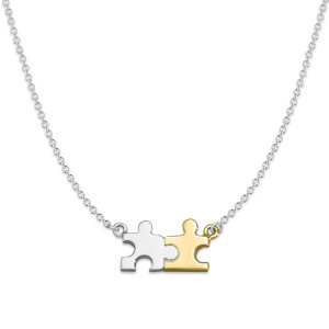 Sterling Silver & 14k Gold Puzzle Piece Necklace