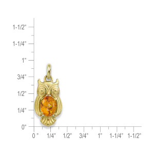 14k Gold Owl Amber Pendant