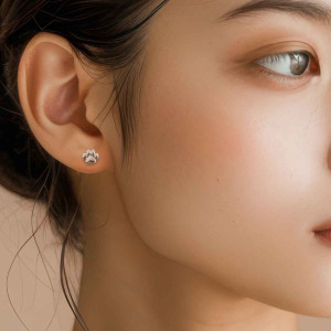 Sterling Silver Paw Print Post Earrings