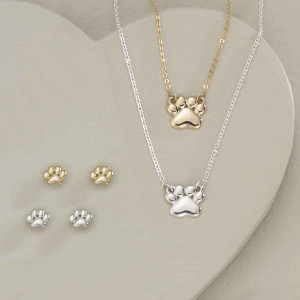 Sterling Silver Paw Print Post Earrings