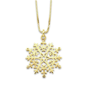 14k Gold 2023 Anchored Heart Snowflake Pendant