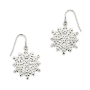 Sterling Silver 2023 Anchored Heart Snowflake Earrings