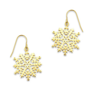 14k Gold 2023 Anchored Heart Snowflake Earrings