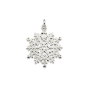 Sterling Silver 2023 Anchored Heart Snowflake Charm
