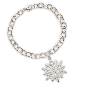 Sterling Silver 2023 Anchored Heart Snowflake Charm