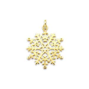 14k Gold 2023 Anchored Heart Snowflake Charm