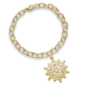 14k Gold 2023 Anchored Heart Snowflake Charm
