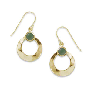 14k Gold Moonglow Green Aventurine Earrings