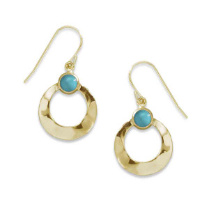 14k Gold Moonglow Turquoise Earrings
